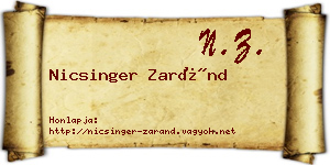 Nicsinger Zaránd névjegykártya
